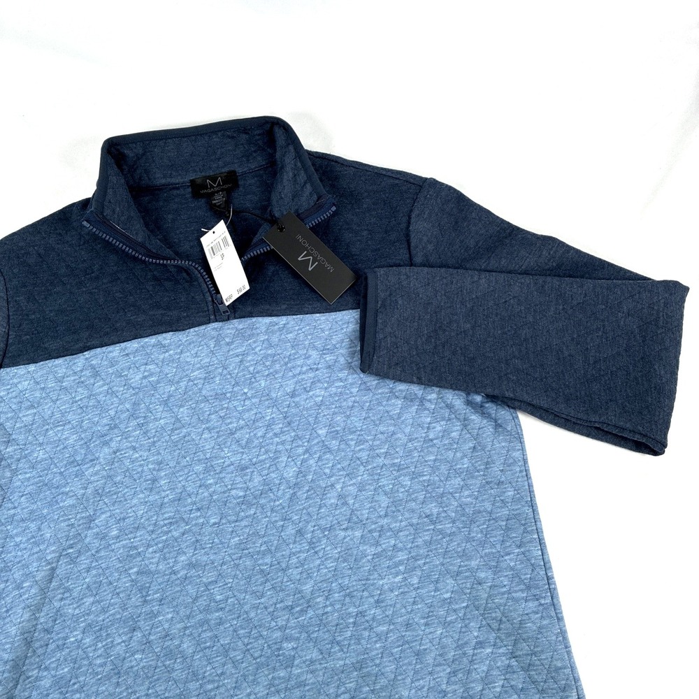 New Mens Magashoni‎ Quilted 1/4 Zip Pullover Size Small NWT Blue